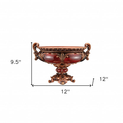 Brown & Gold Polyresin Decorative Bowl