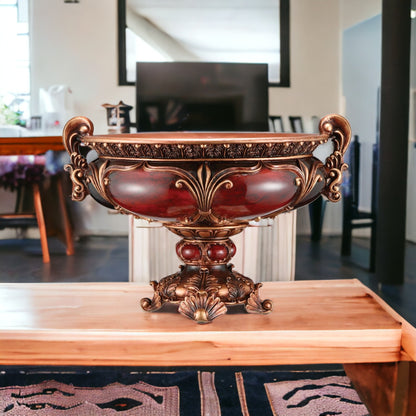 Brown & Gold Polyresin Decorative Bowl