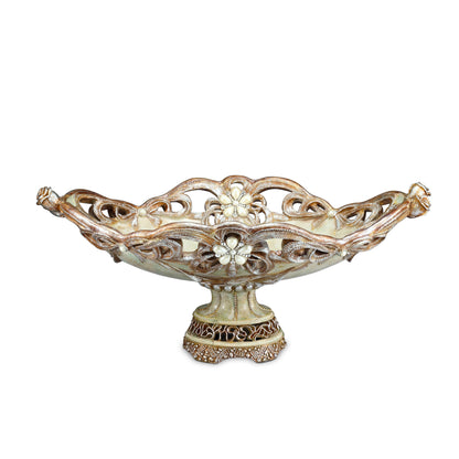 Beige & Gold Polyresin Decorative Bowl