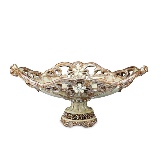 Beige & Gold Polyresin Decorative Bowl