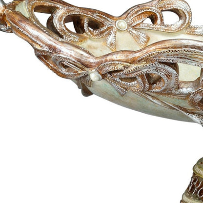 Beige & Gold Polyresin Decorative Bowl