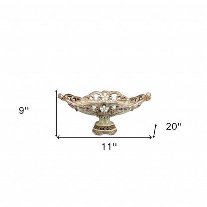 Beige & Gold Polyresin Decorative Bowl