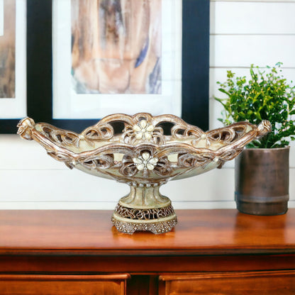 Beige & Gold Polyresin Decorative Bowl