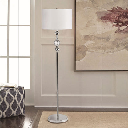 Chrome & Crystal Orb Shaped Floor Lamp w/ Shade