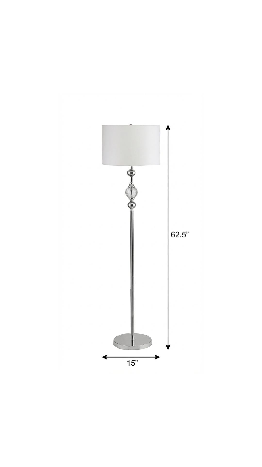 Chrome & Crystal Orb Shaped Floor Lamp w/ Shade