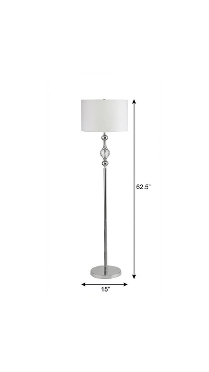 Chrome & Crystal Orb Shaped Floor Lamp w/ Shade