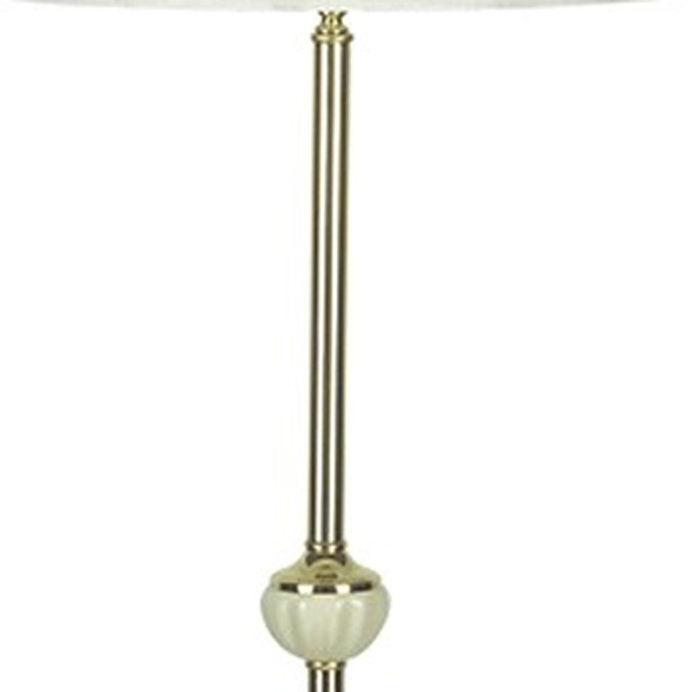 Brass Floor Lamp w/ Ivory Shade