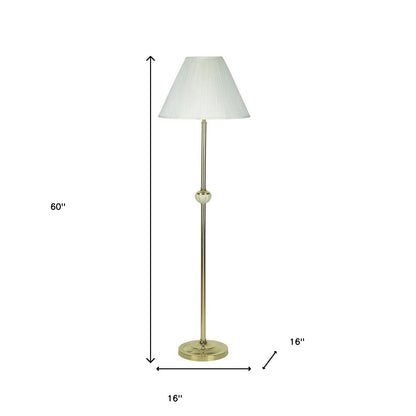 Brass Floor Lamp w/ Ivory Shade