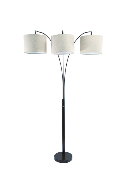 Beige & Espresso Brown Three Lights Tree Floor Lamp w/ Shade