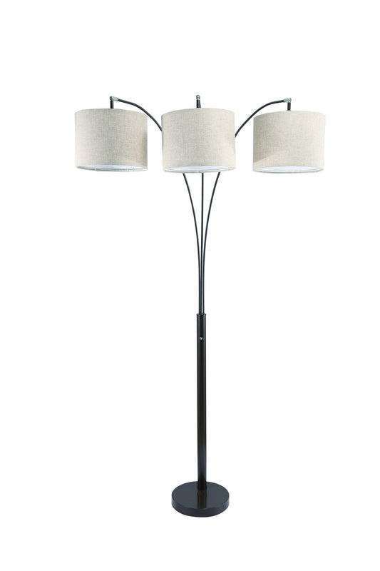 Beige & Espresso Brown Three Lights Tree Floor Lamp w/ Shade
