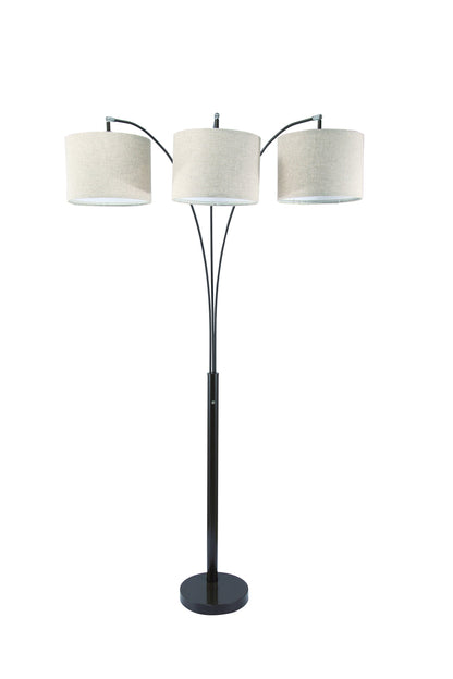 Beige & Espresso Brown Three Lights Tree Floor Lamp w/ Shade