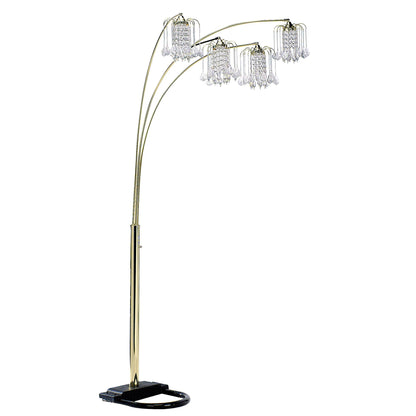 Gold Four Lights Tree Floor Lamp w/ Clear Chandelier Shade