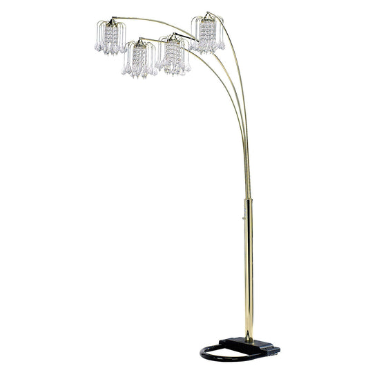 Gold Four Lights Tree Floor Lamp w/ Clear Chandelier Shade