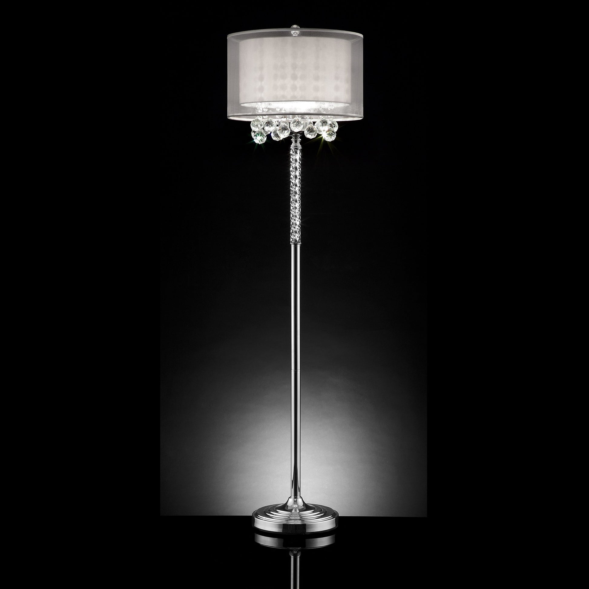 Steel 3-Light Candelabra Floor Lamp w/ Shade
