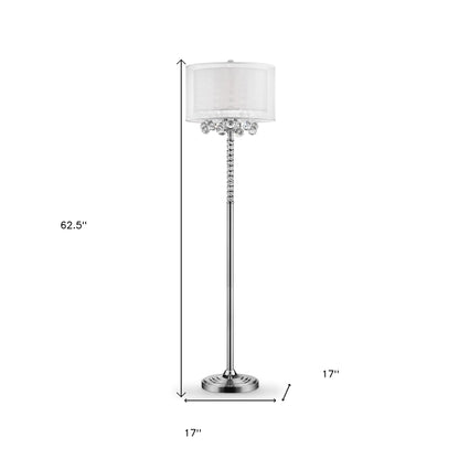 Steel 3-Light Candelabra Floor Lamp w/ Shade