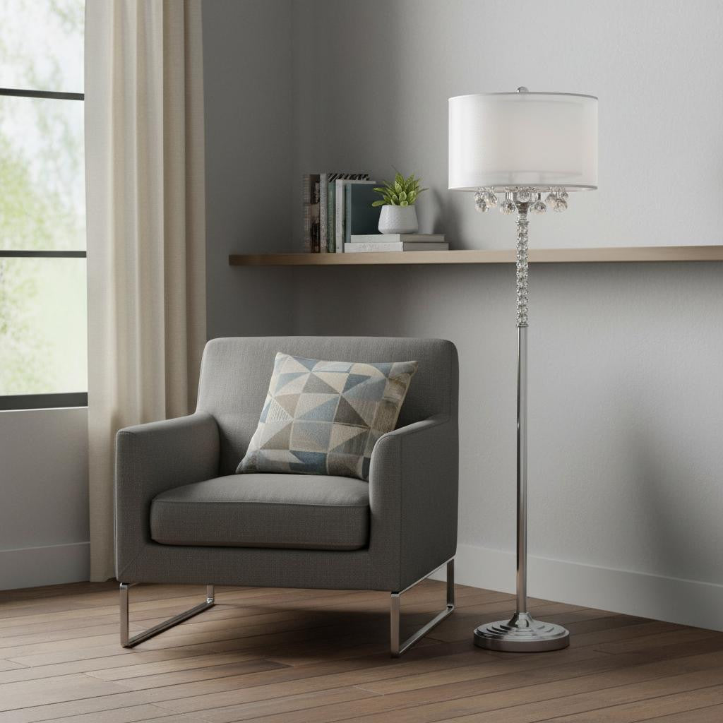 Steel 3-Light Candelabra Floor Lamp w/ Shade