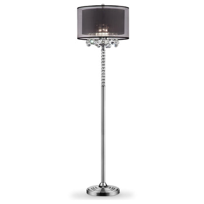 Contempo Silver Floor Lamp w/ Shade & Crystal Accents
