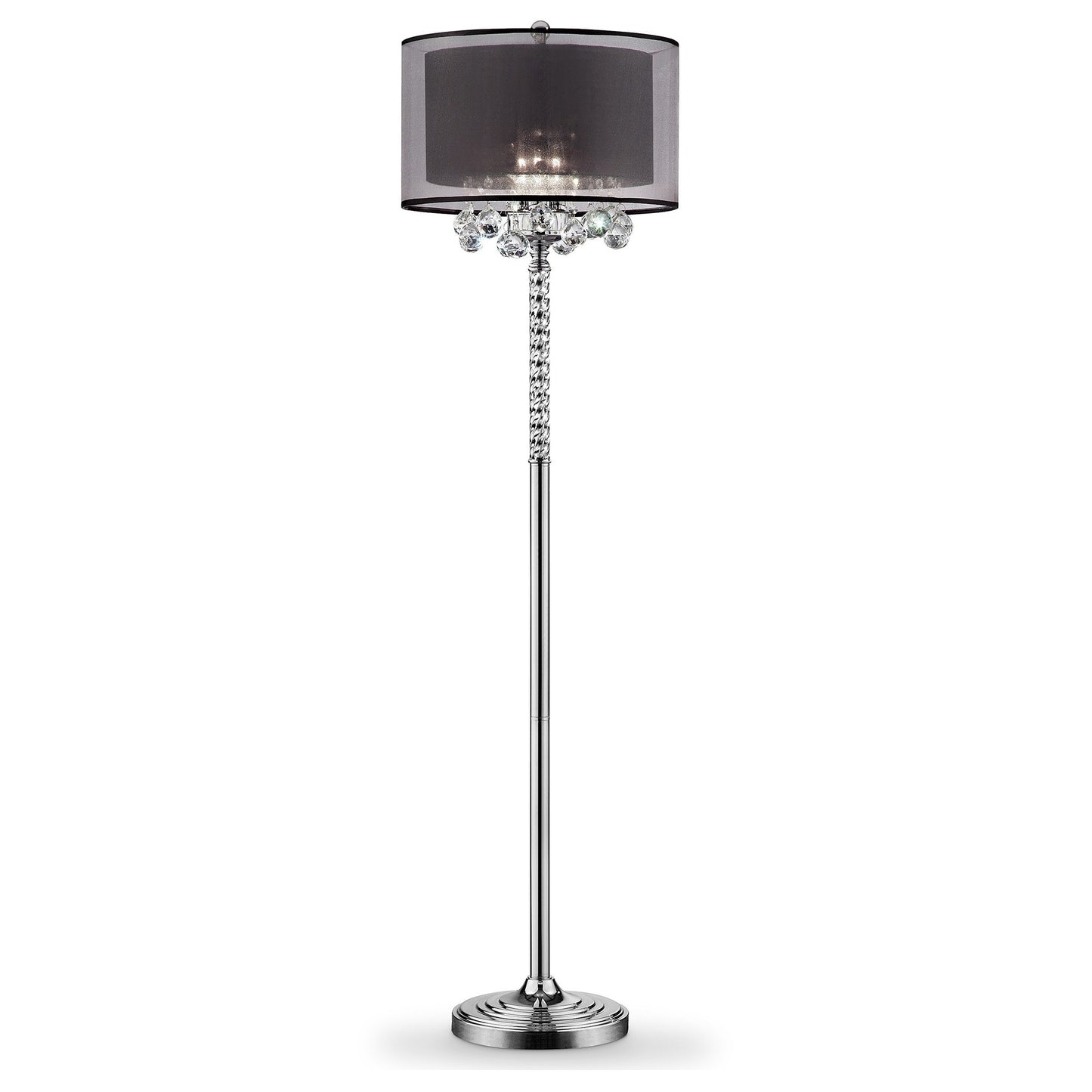 Contempo Silver Floor Lamp w/ Shade & Crystal Accents