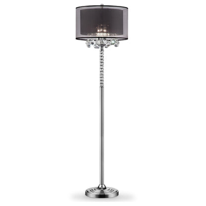 Contempo Silver Floor Lamp w/ Shade & Crystal Accents