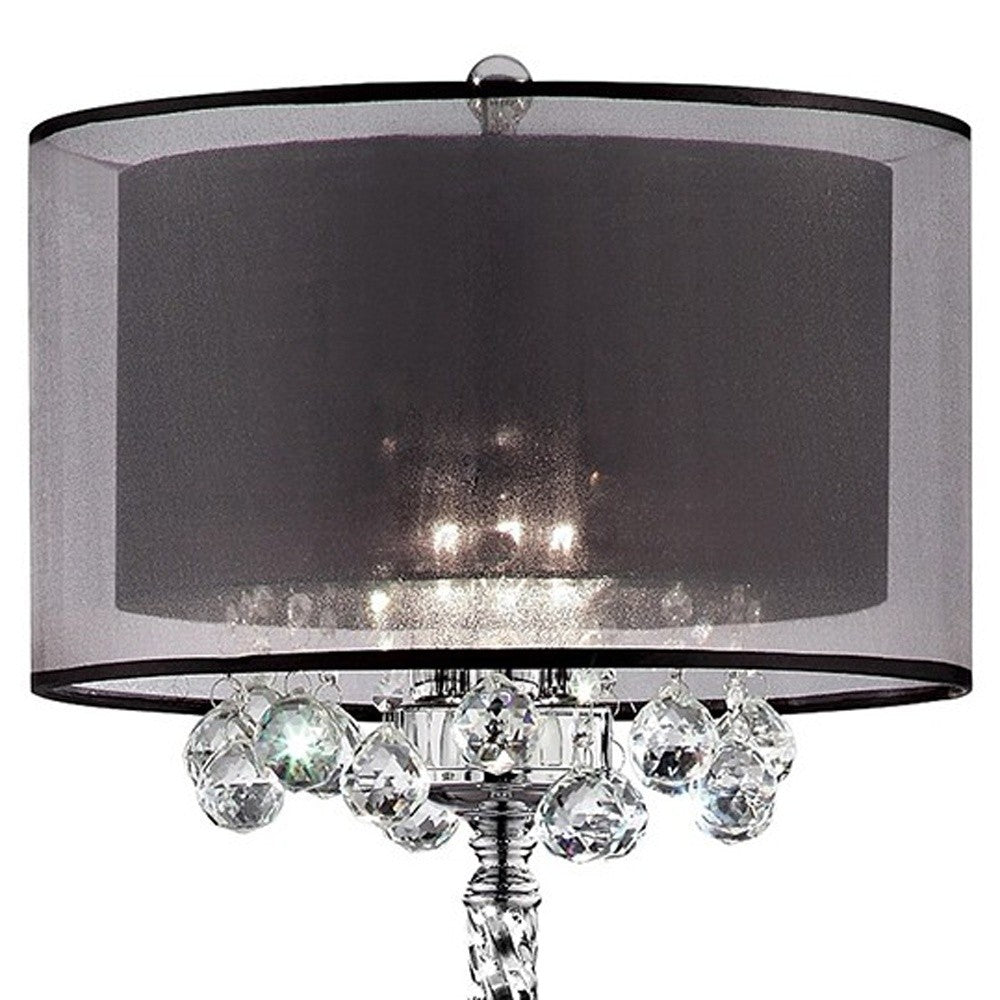 Contempo Silver Floor Lamp w/ Shade & Crystal Accents