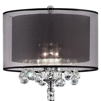Contempo Silver Floor Lamp w/ Shade & Crystal Accents