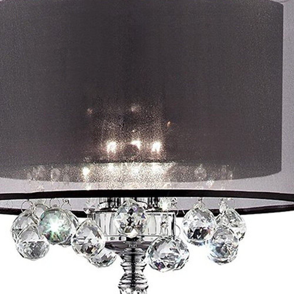 Contempo Silver Floor Lamp w/ Shade & Crystal Accents