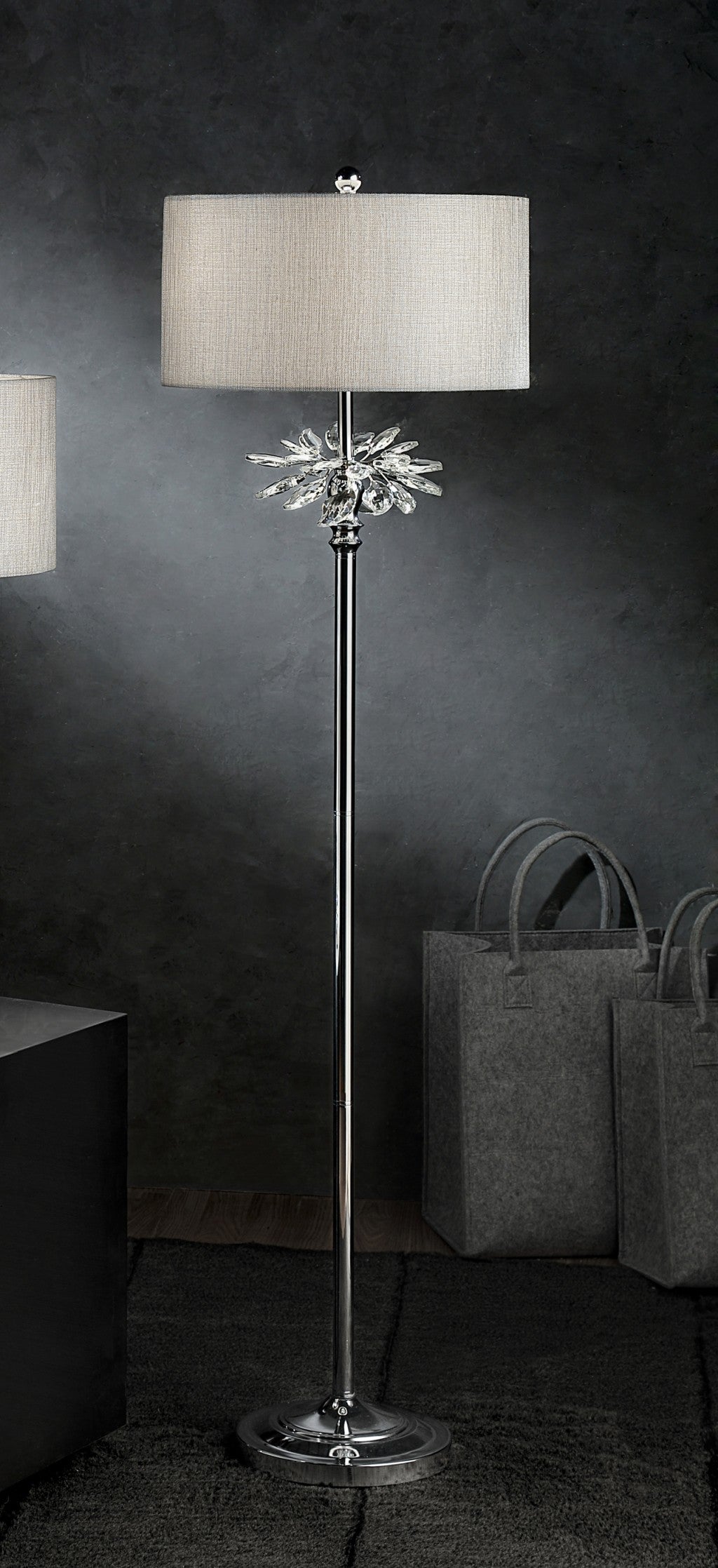 Chrome Floor Lamp w/ Silver Shade