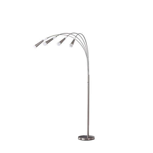 Nickel Four Lights Arc Floor Lamp