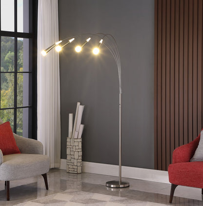 Nickel Four Lights Arc Floor Lamp