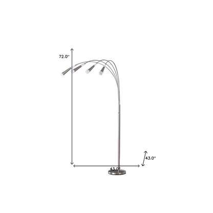 Nickel Four Lights Arc Floor Lamp