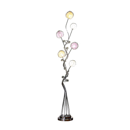 Steel Floor Lamp w/ & White Shade