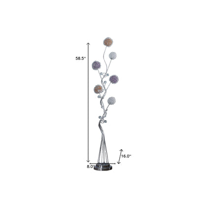 Steel Floor Lamp w/ & White Shade