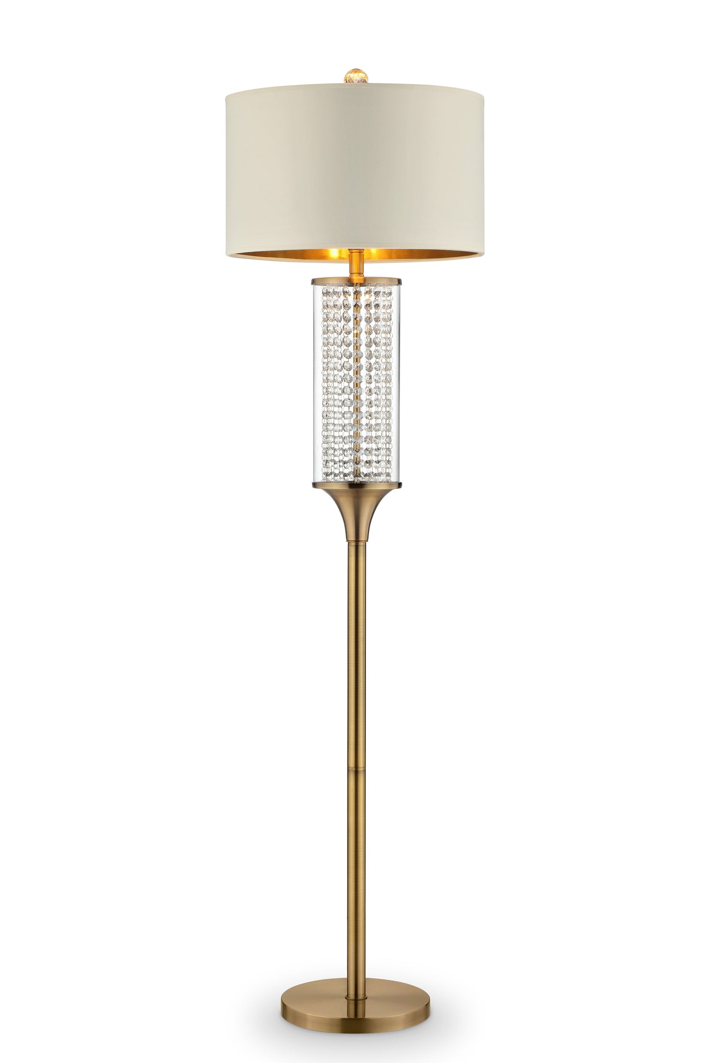 Gold Column Floor Lamp w/ Off-Shade