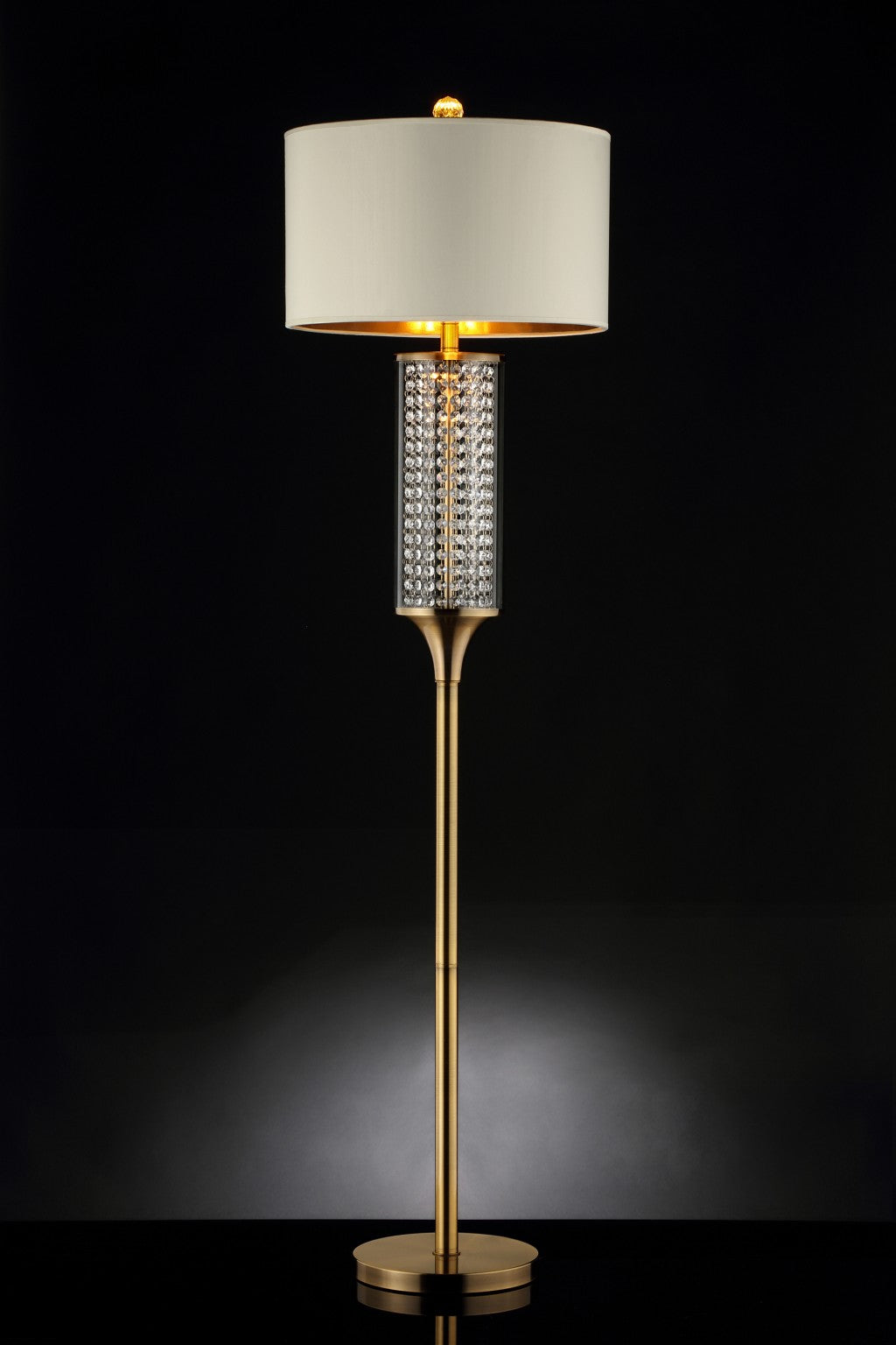 Gold Column Floor Lamp w/ Off-Shade