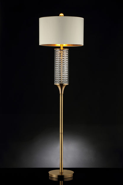 Gold Column Floor Lamp w/ Off-Shade