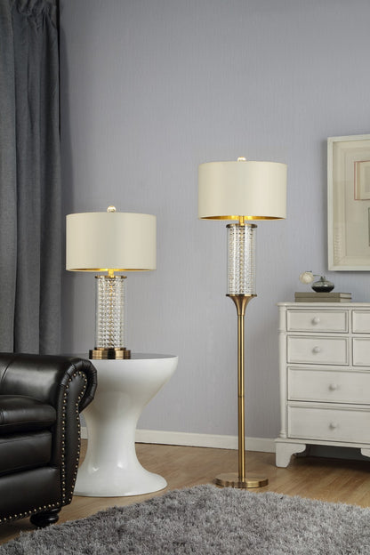 Gold Column Floor Lamp w/ Off-Shade