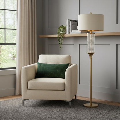 Gold Column Floor Lamp w/ Off-Shade