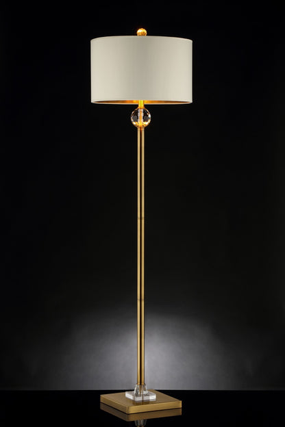 Gold Column Floor Lamp w/ Off-Shade