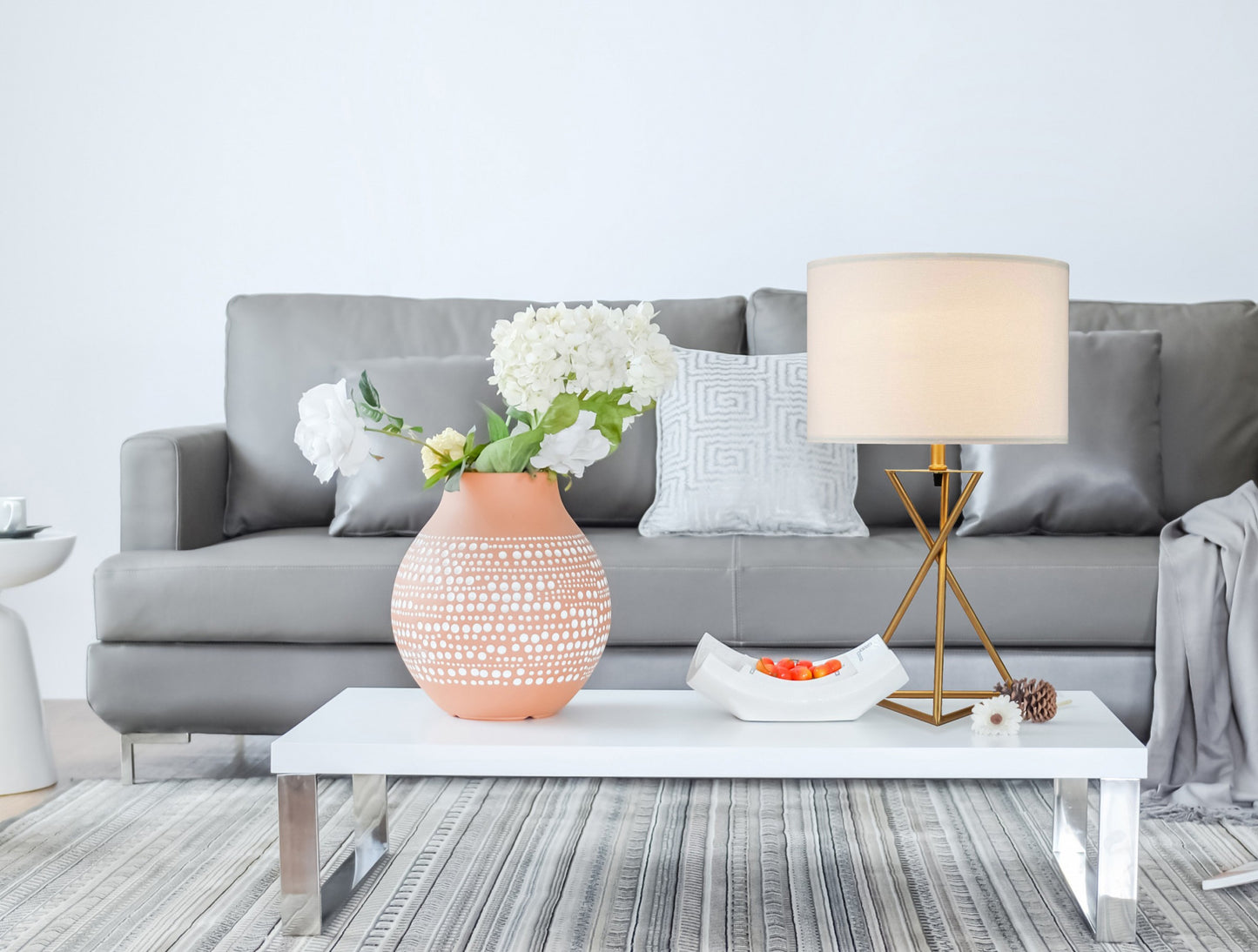 Contemporary Gold Geo Table Lamp w/ Shade