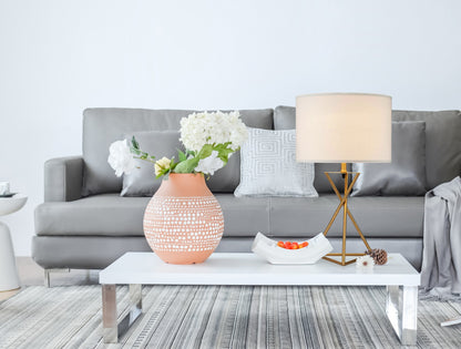 Contemporary Gold Geo Table Lamp w/ Shade