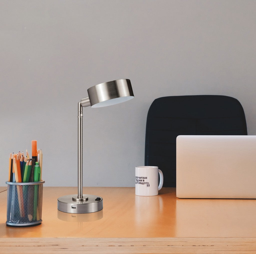 Silver Bedside Table Lamp w/ Silver Shade