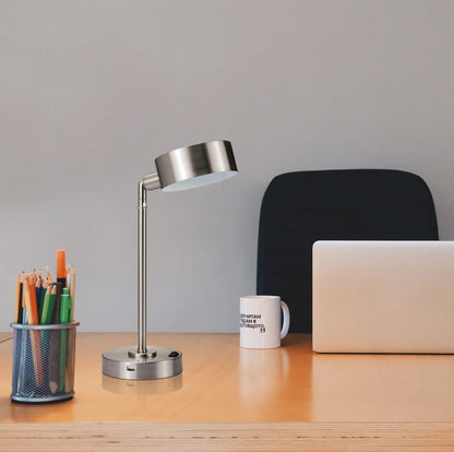Silver Bedside Table Lamp w/ Silver Shade