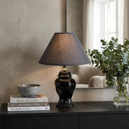 Black Bedside Table Lamp w/ Shade