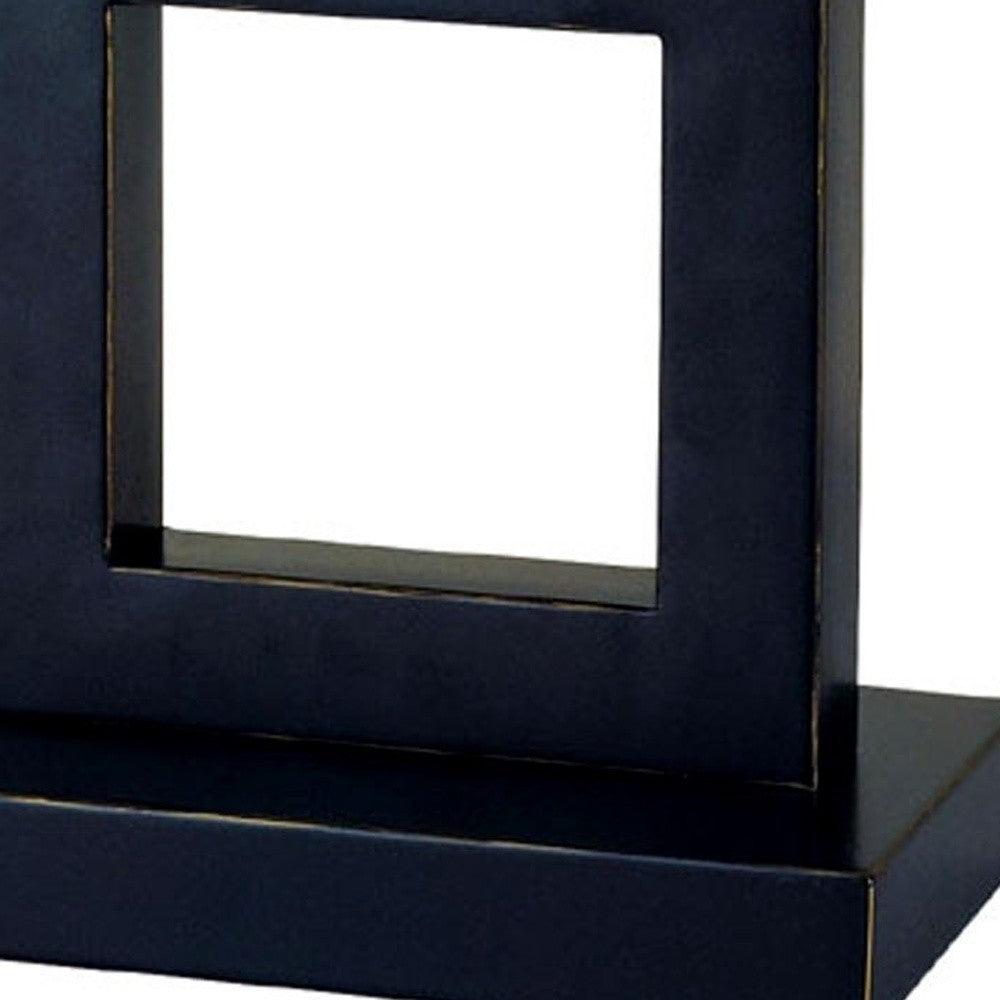 Bronze Open Square Table Lamp w/ White Rectangle Shade