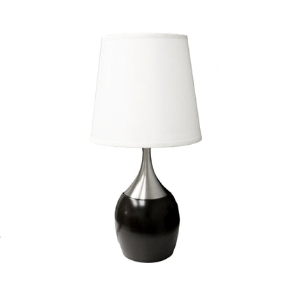 Black & Silver Gourd Table Lamp w/ White Tapered Shade