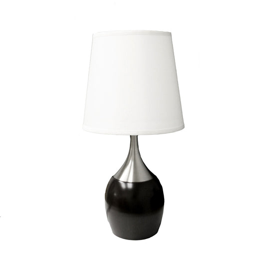 Black & Silver Gourd Table Lamp w/ White Tapered Shade