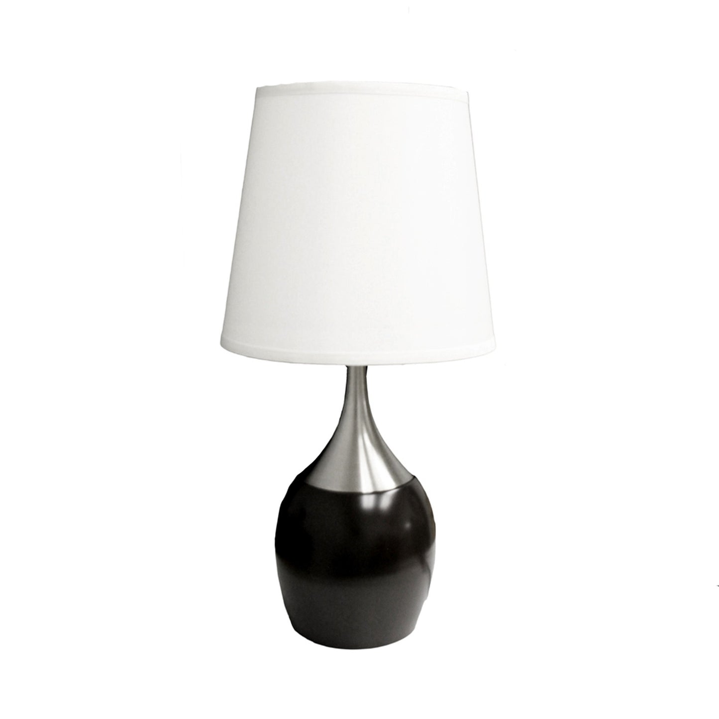 Black & Silver Gourd Table Lamp w/ White Tapered Shade