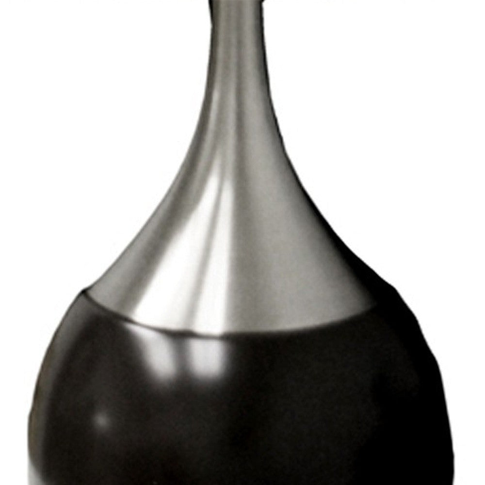 Black & Silver Gourd Table Lamp w/ White Tapered Shade