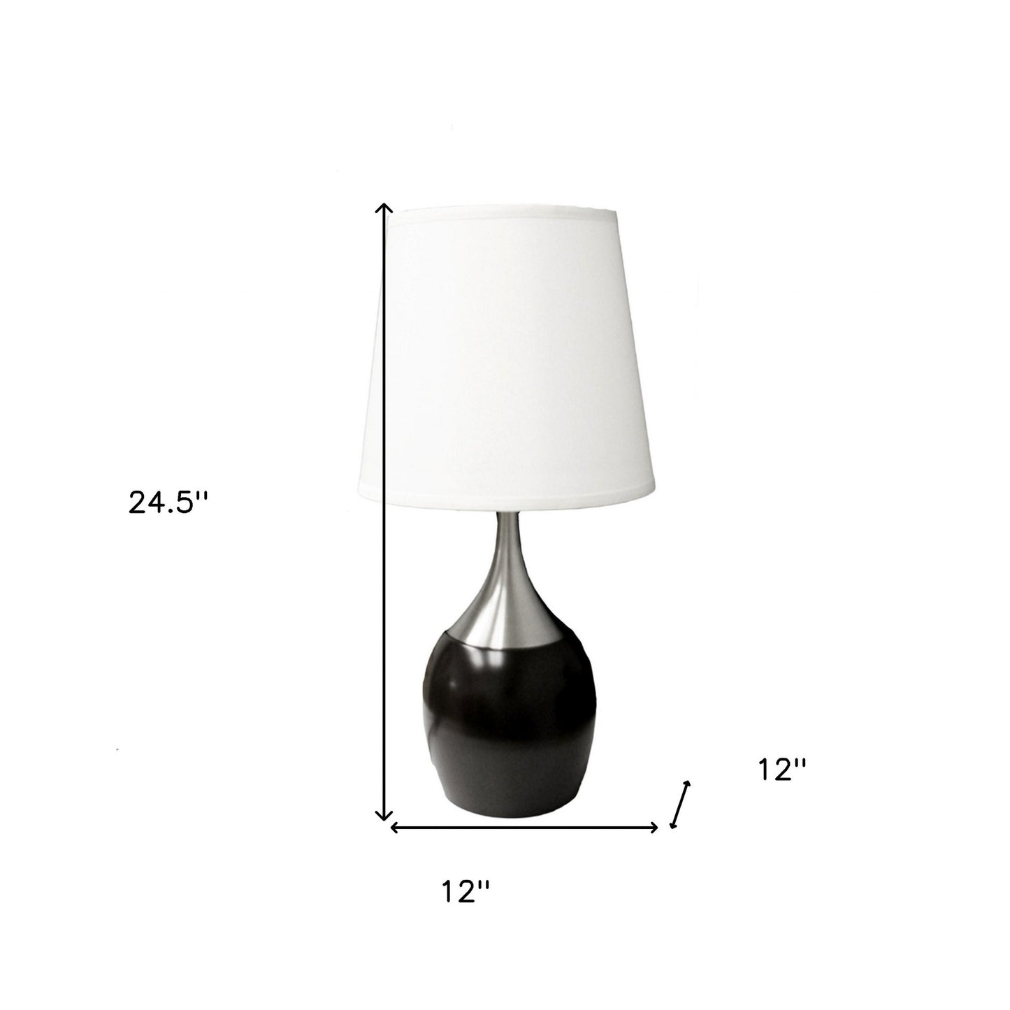 Black & Silver Gourd Table Lamp w/ White Tapered Shade