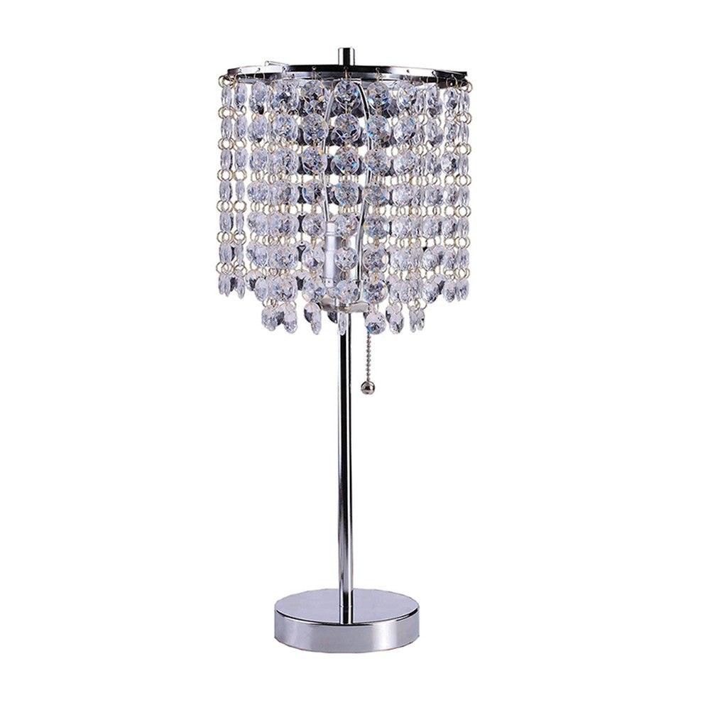 Silver Bedside Table Lamp w/ Shade